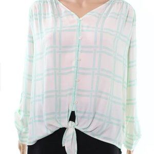 Ro & De White & Mint Button Down | Sz LRG